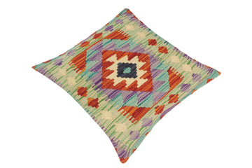 handmade Traditional Pillow Rust Green Hand-Woven SQUARE 100% WOOL kilim throw pillow